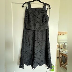 Joie Black Eyelet Two Piece Skirt/Top